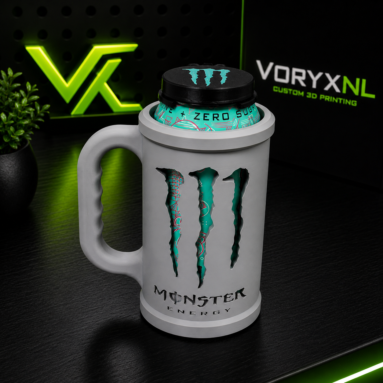 16oz Can Holder Mug | 3D Printed Beverage Holder | Reusable Can Sleeve with Handle | Fits Most 16oz Energy Drink Cans